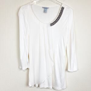 H&M | Rhinestone And Bead Embellished Top Sz M